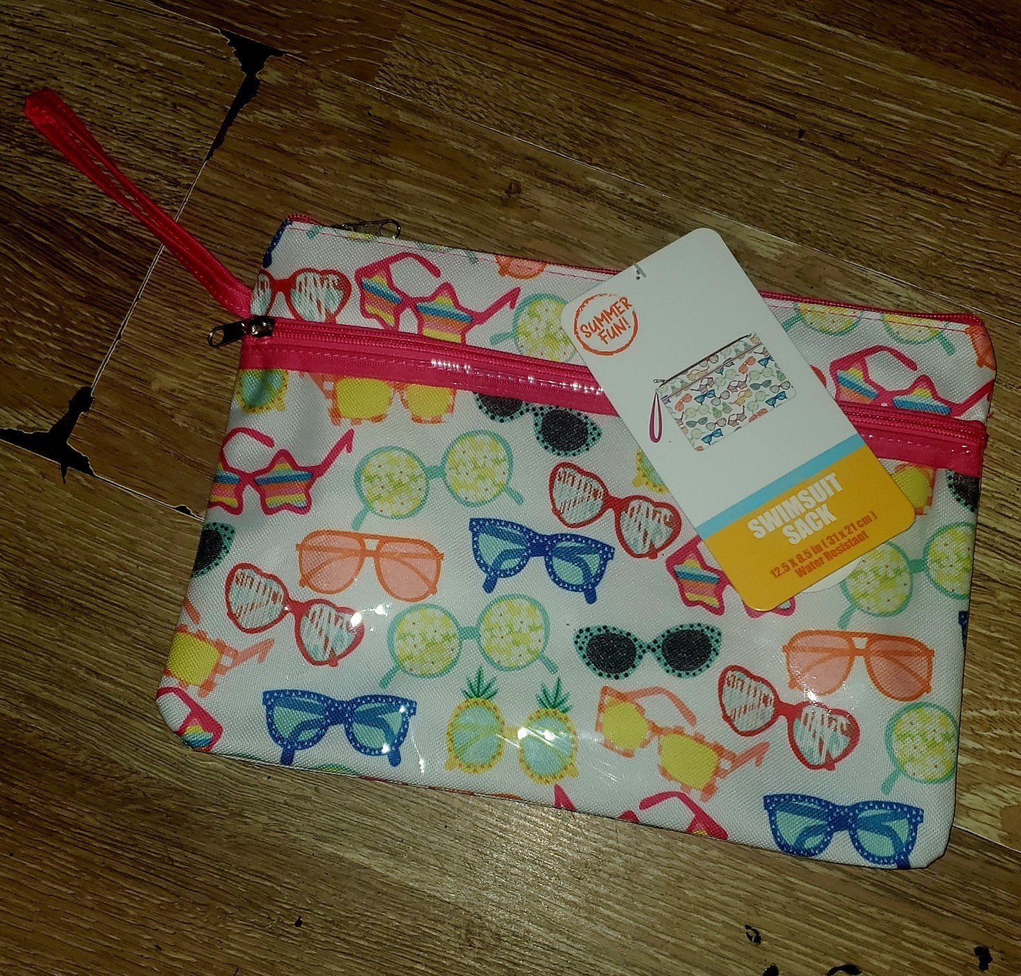 Multicolor Sunglasses Print Water Resistant Wet Clothing Zipper Bag