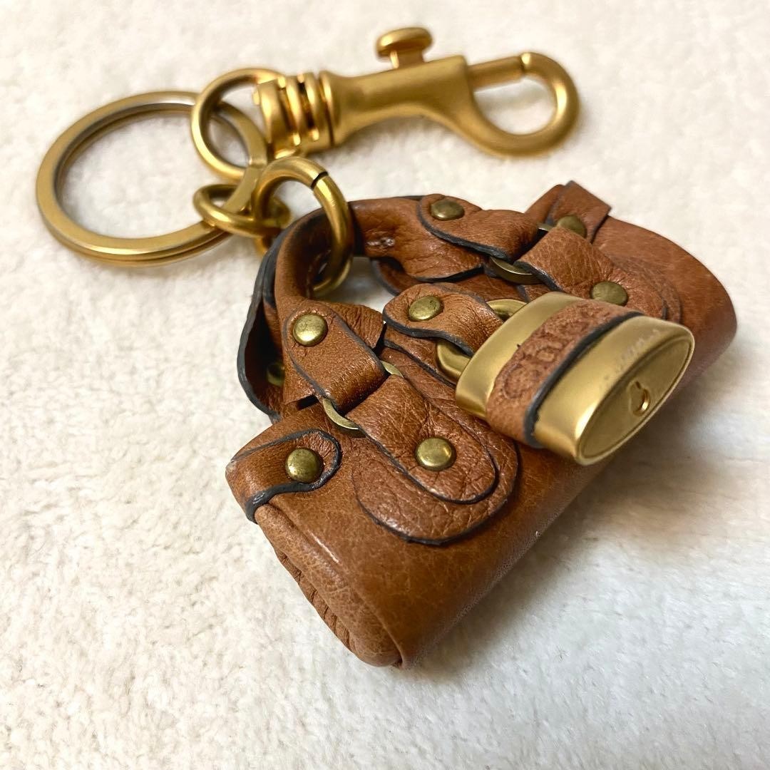 Chloe Paddington Padlock Bag Charm Camel Brown Leather Strap Key Lock