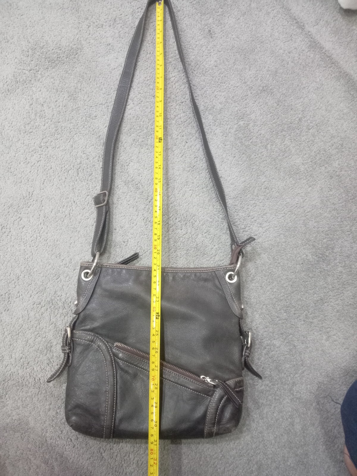 Anais Paris Brown Leather Crossbody Bag Women Adjustable Strap Distressed Vintag