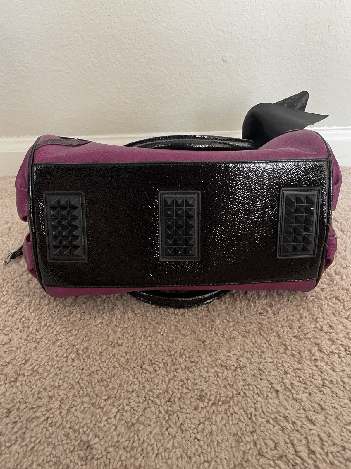 Fox Racing Y2K 90 Purple/Black Top Handle Purse, Lined, Pockets, Charm, Bow
