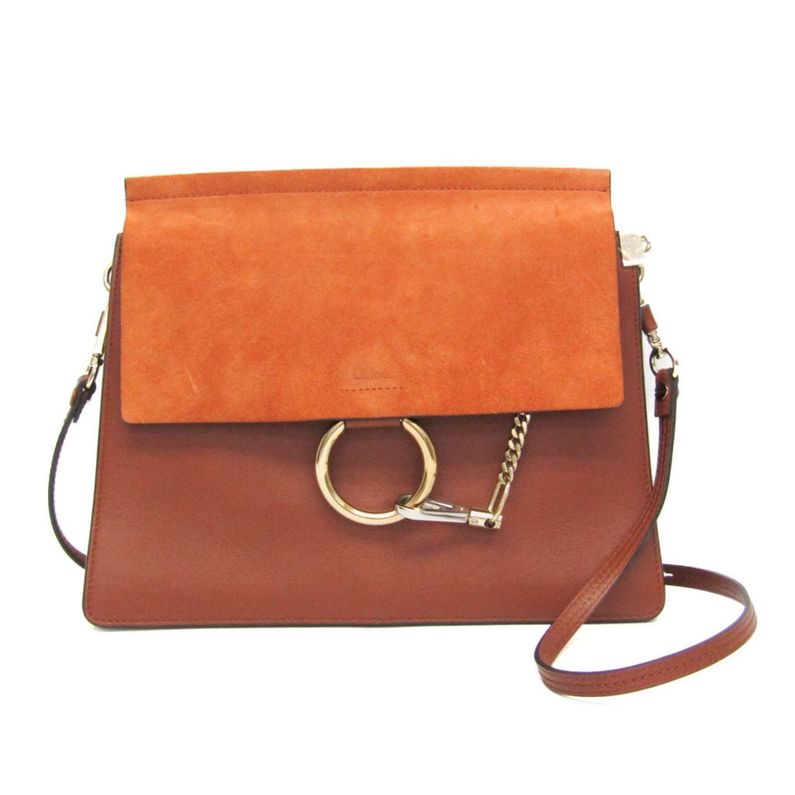 CHLOE Shoulder Bag Faye Medium Leather Suede Brown Authentic From Japan