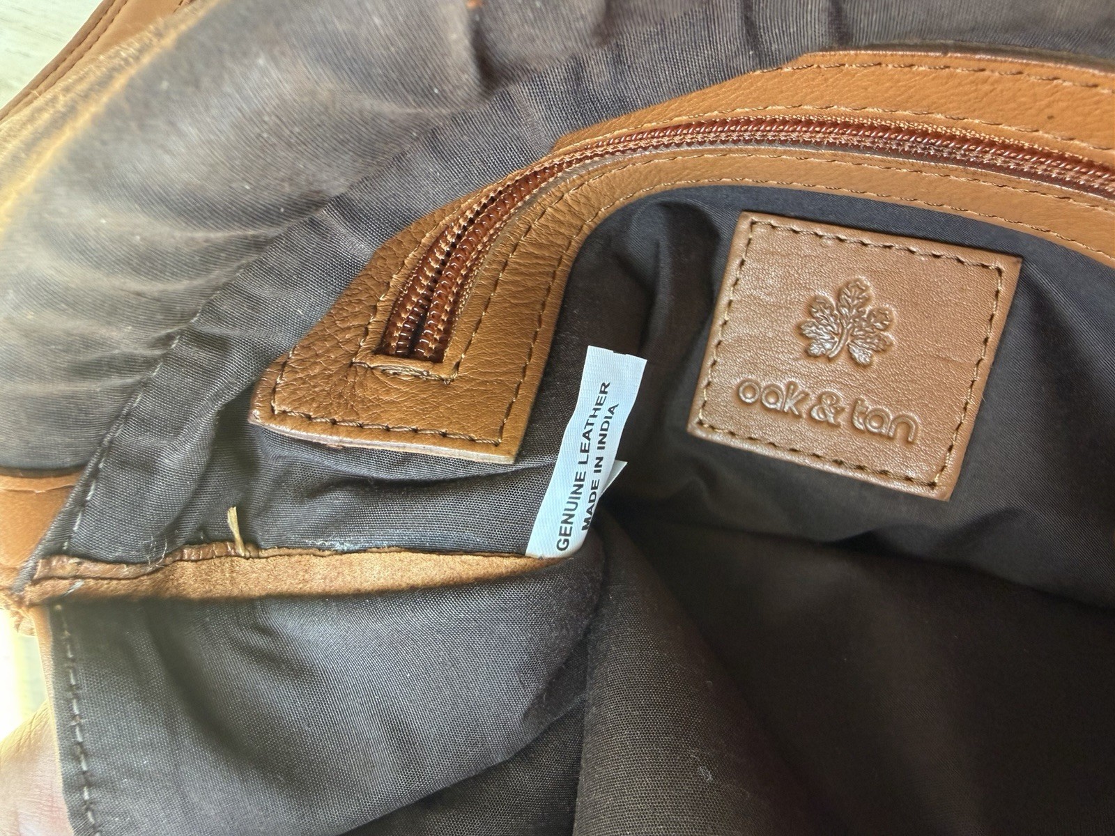 Oak & Tan Brown Medium Crossbody Bag Zip & Magnetic Closure, Inner Pockets