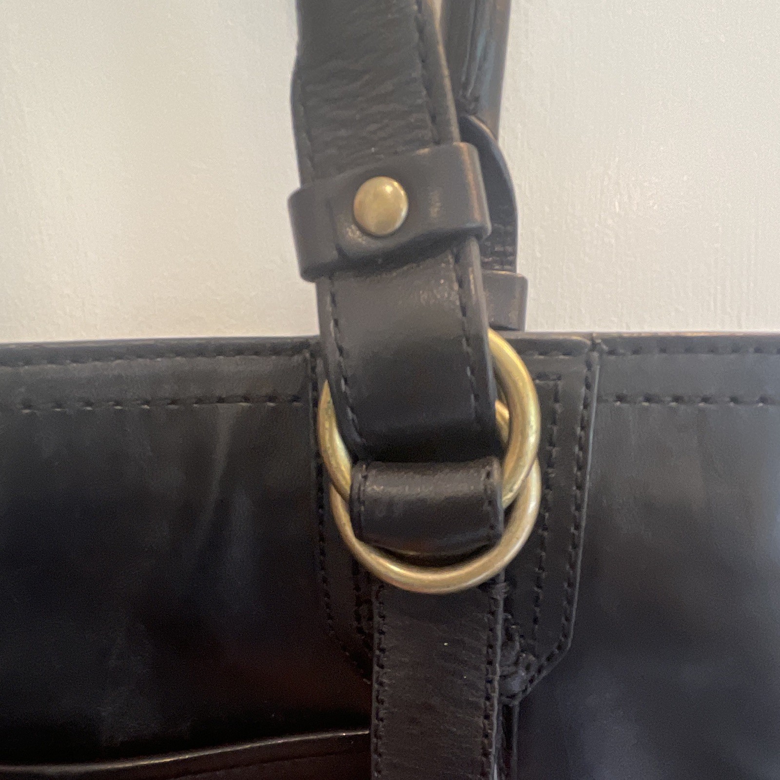 Cole Haan Black Leather Tote Bag Braided Straps Shoulder Purse NWOT