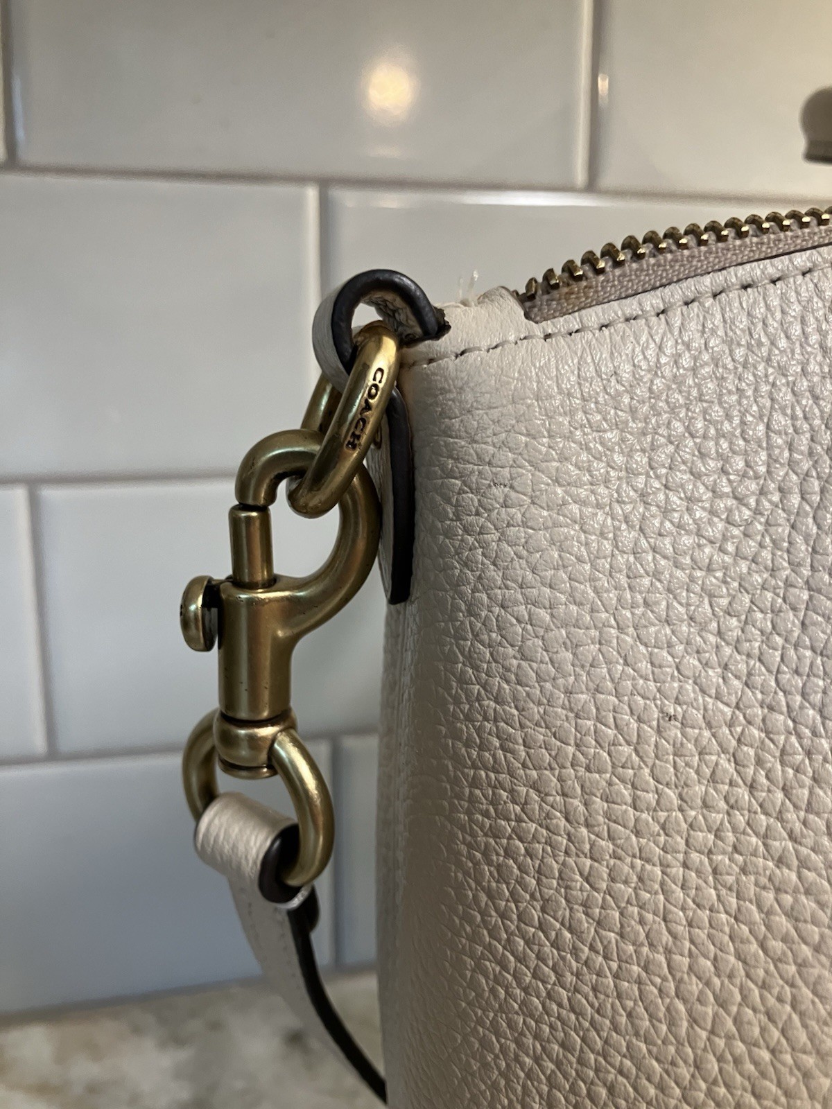 Coach Elise Satchel pebble leather crossbody bag 79316 Beechwood Cream