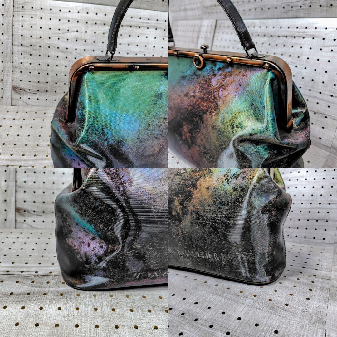 Jean Paul Gaultier Iridescent V-Cyber Kiss Lock Handbag Designer Authentic