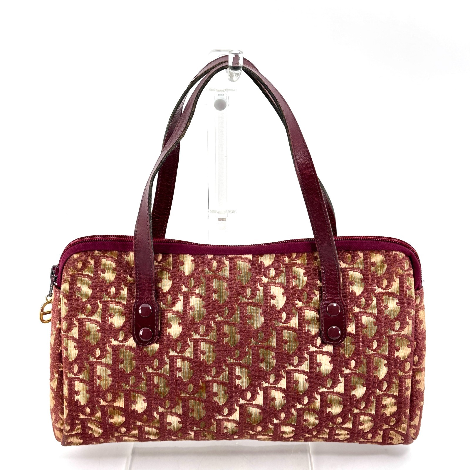Christian Dior Vintage Trotter Handbag Bordeaux Red