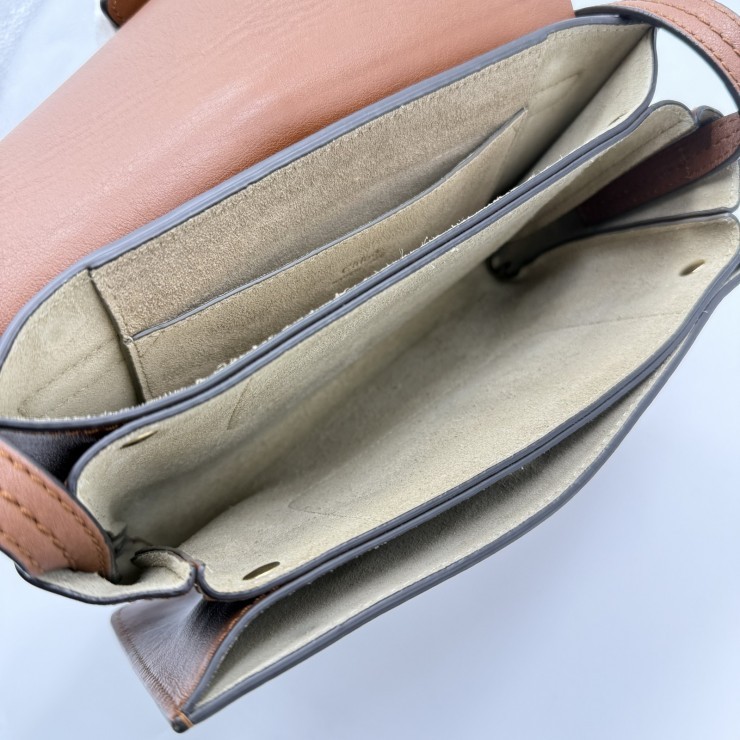 Chloe Faye Shoulder Bag in Brown Suede and Leather with Gold-Tone Hardware
