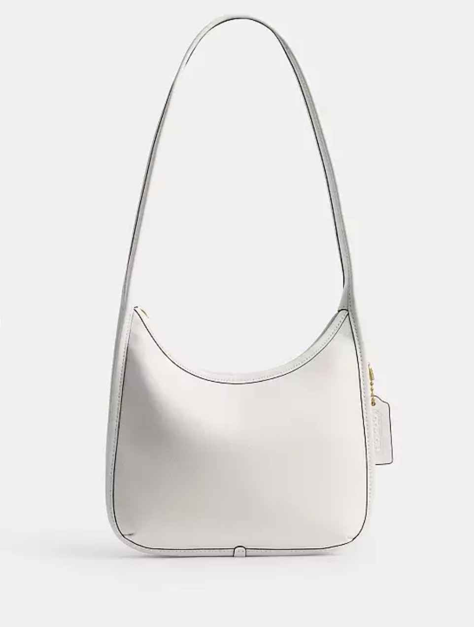 🐚 NWT Limited COACH Curve Zip Shoulder Bag in Brass/Chalk White Leather CAF11