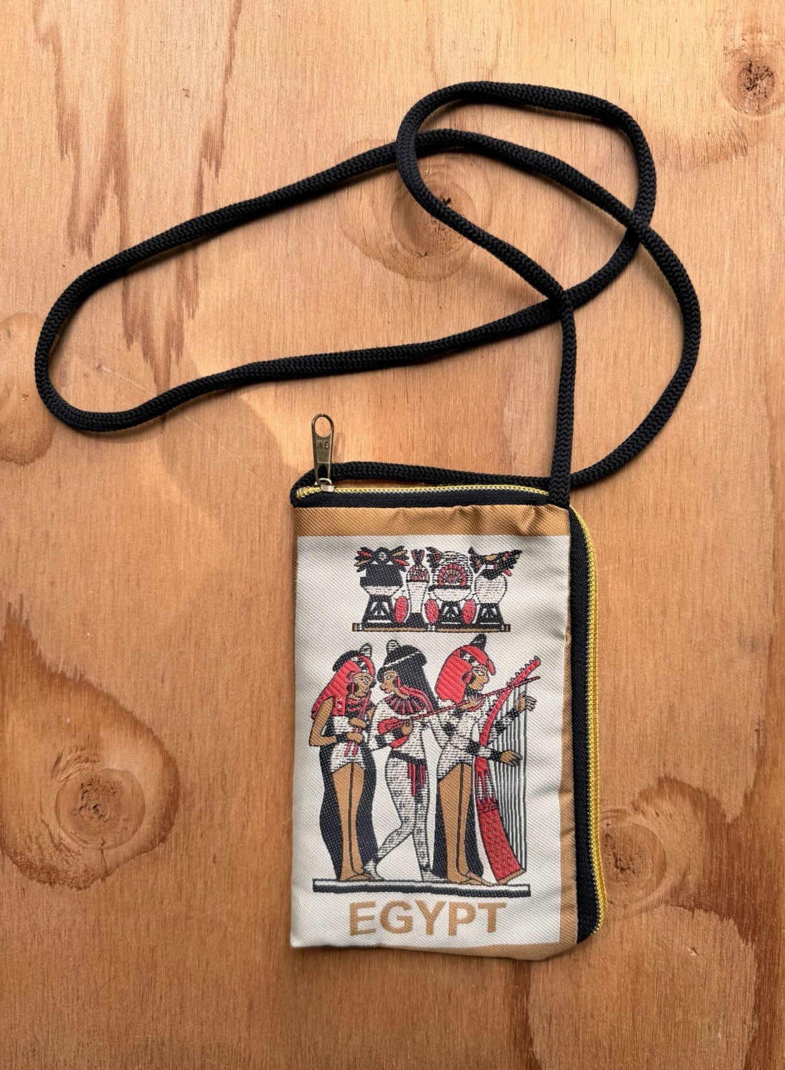 Egyptian Print Crossbody Bag Zip Closure Rectangle Women’s Egypt Theme
