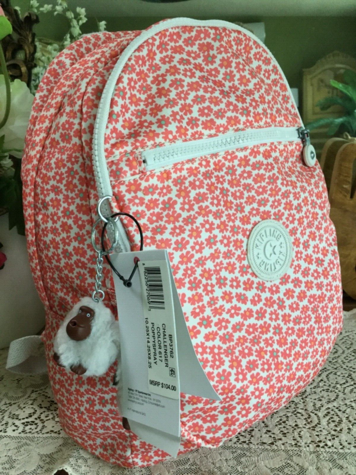 NWT Kipling Challenger Medium Backpack Poppyspray BP3762