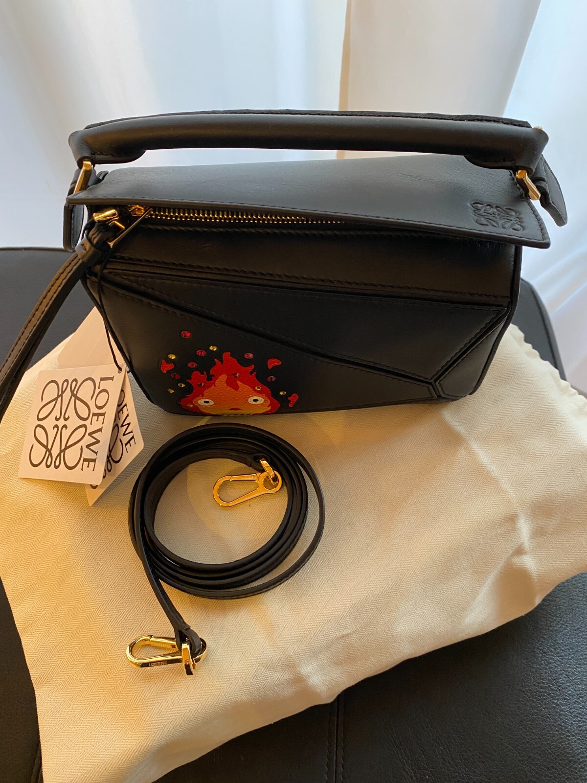 LOEWE×Howl’s Moving Castle Collab Calcifer Puzzle Bag Mini Black NEW Ghibli