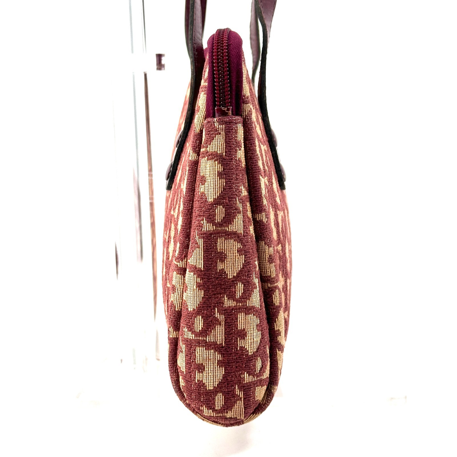 Christian Dior Vintage Trotter Handbag Bordeaux Red