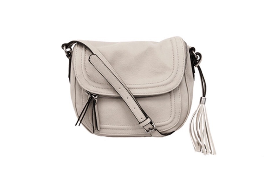 Fog Grey Sophia ZipFlap Crossbody Tassel Handbag by Joy Susan – NEW