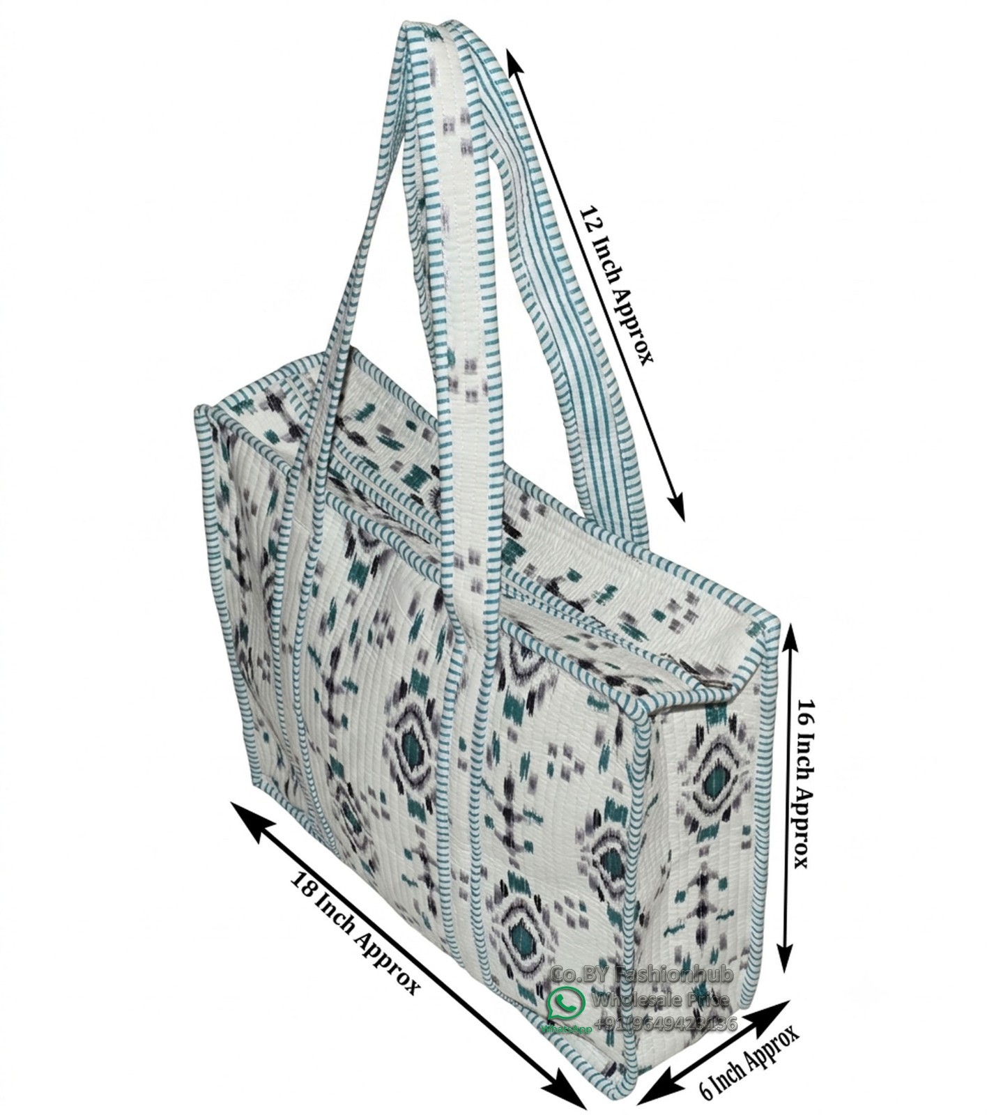 Handmade Eco-Friendly Quilted Cotton Market Bag Beach Tote Bag hand block bag