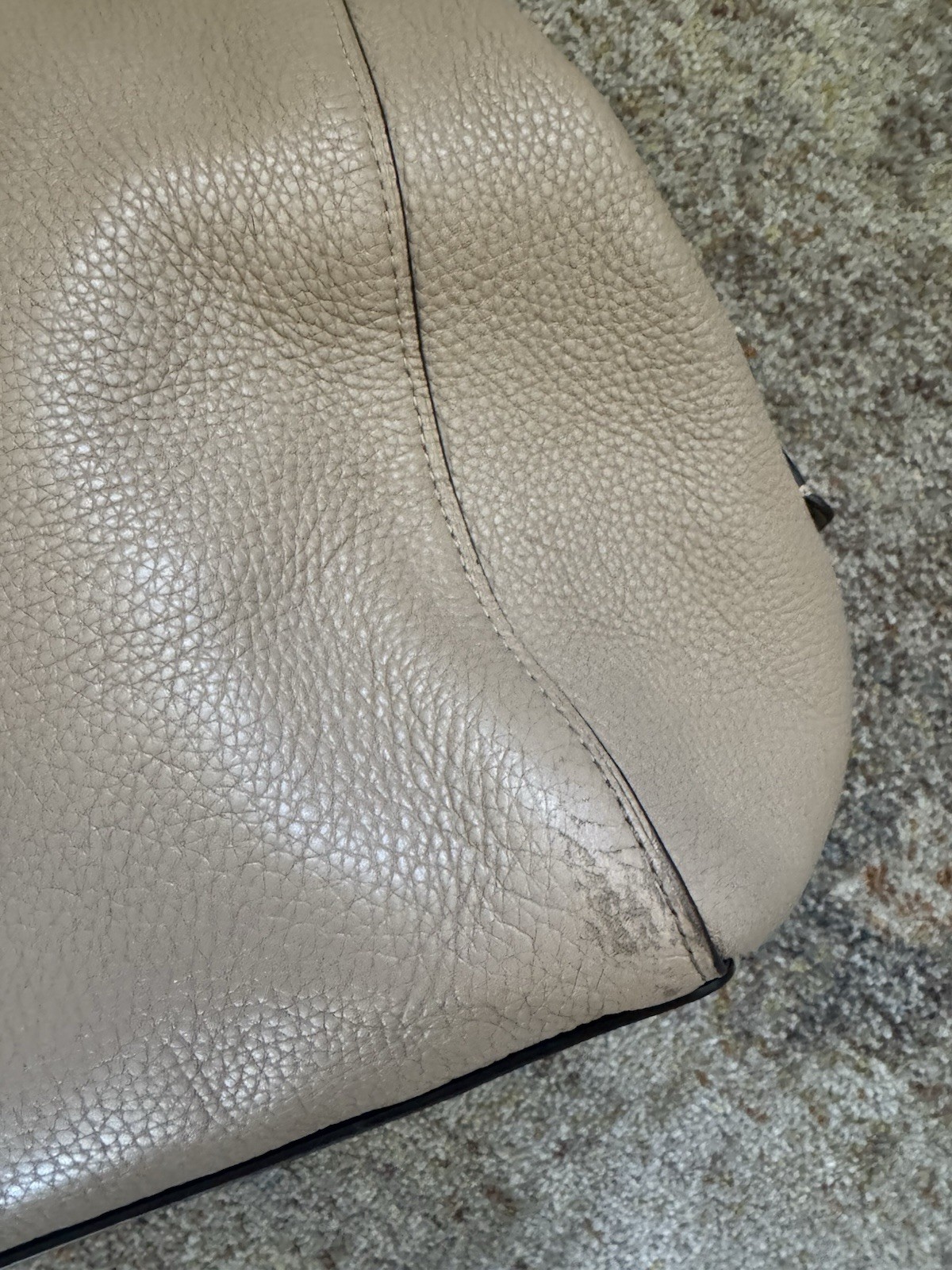 Coach Hallie 3 compartment shoulder bag taupe with burgundy color interior 80268