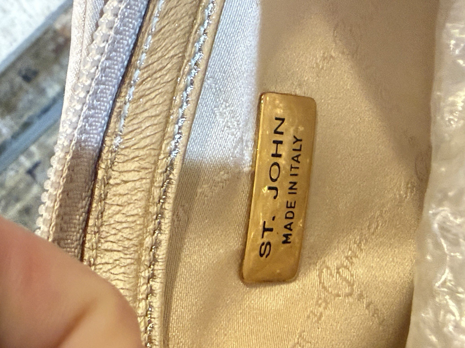 St. John Gold Metal Mesh Crescent Shoulder Bag, Zip Closure, Made in Italy