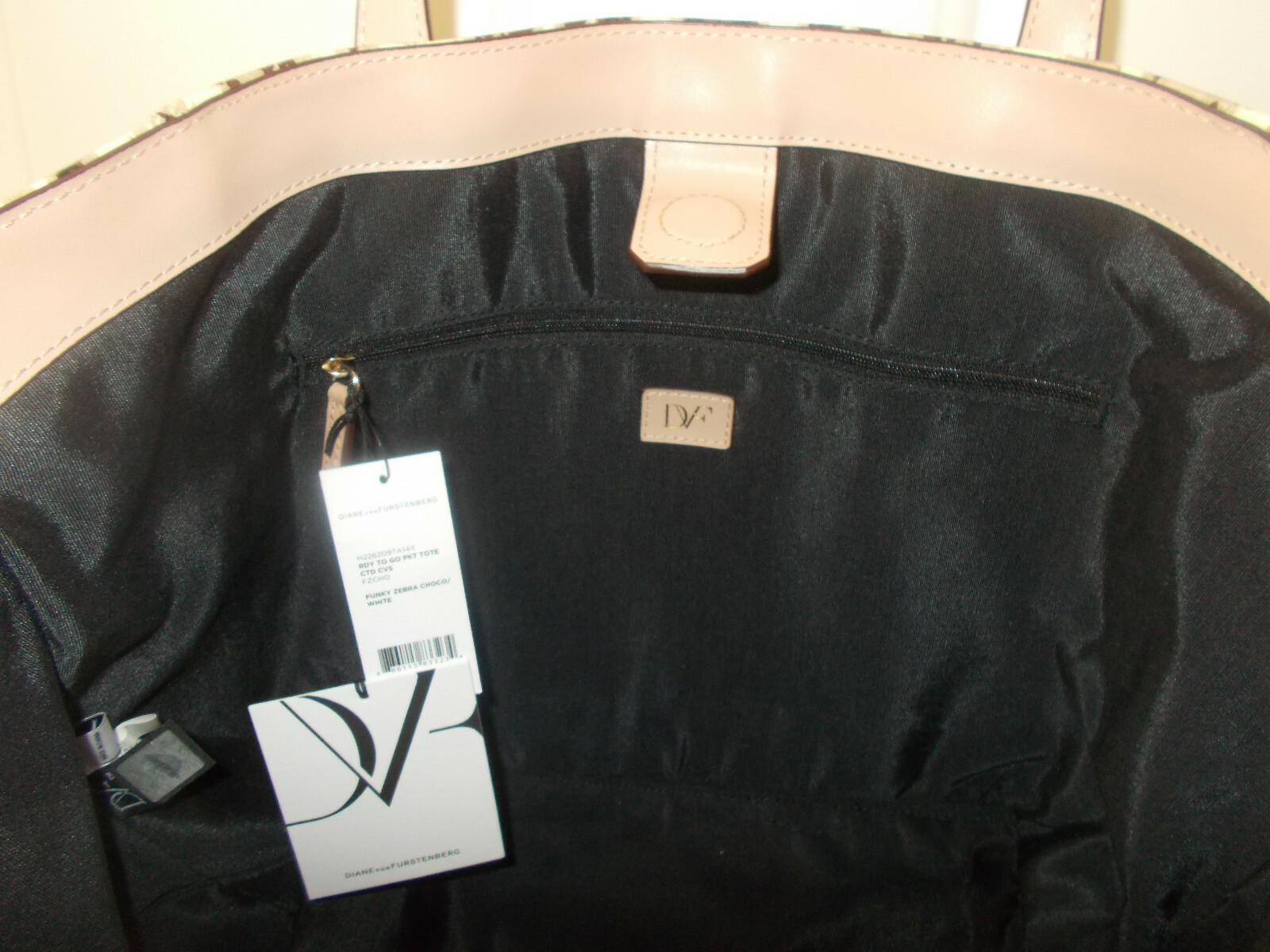 $195 Diane Von Furstenberg Ready To Go Pocket Tote CVS Funky Zebra Bag NWT