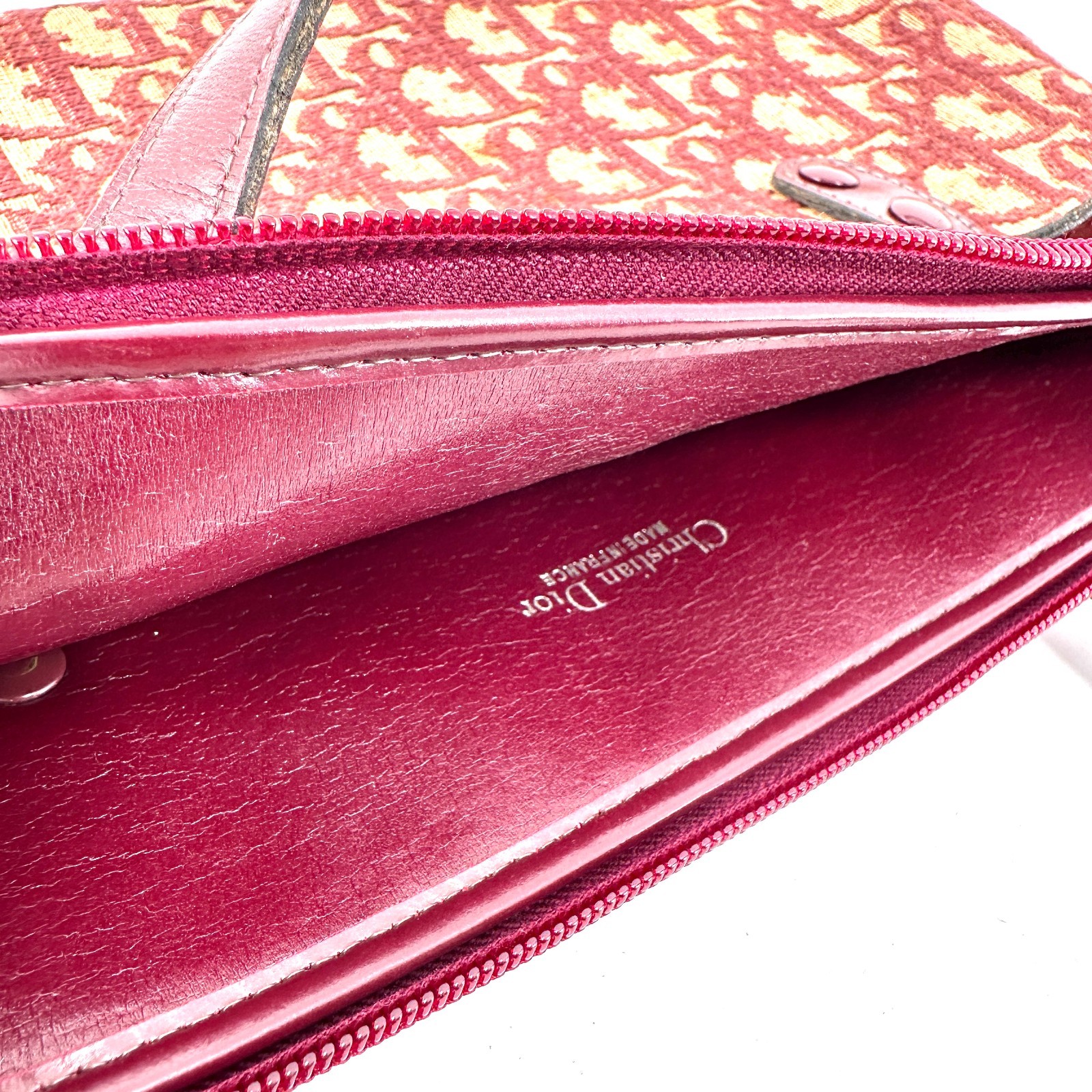 Christian Dior Vintage Trotter Handbag Bordeaux Red