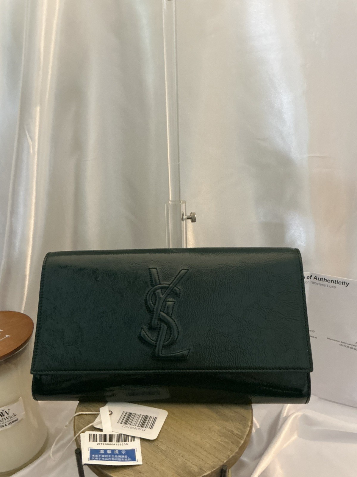 AUTHENTIC – YSL Yves Saint Laurent – Patent Leather Clutch w COA