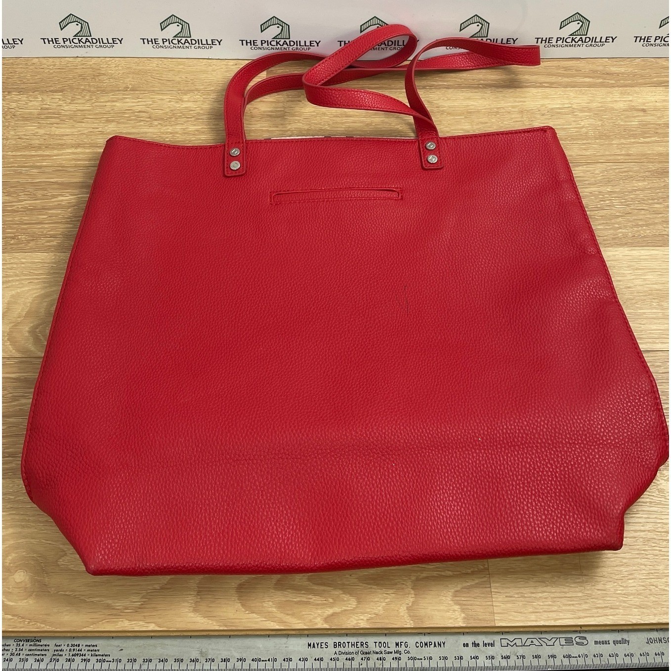 Thirty-One Around Town Tote Red Pebbled Faux Leather Shoulder Bag Polka Dot
