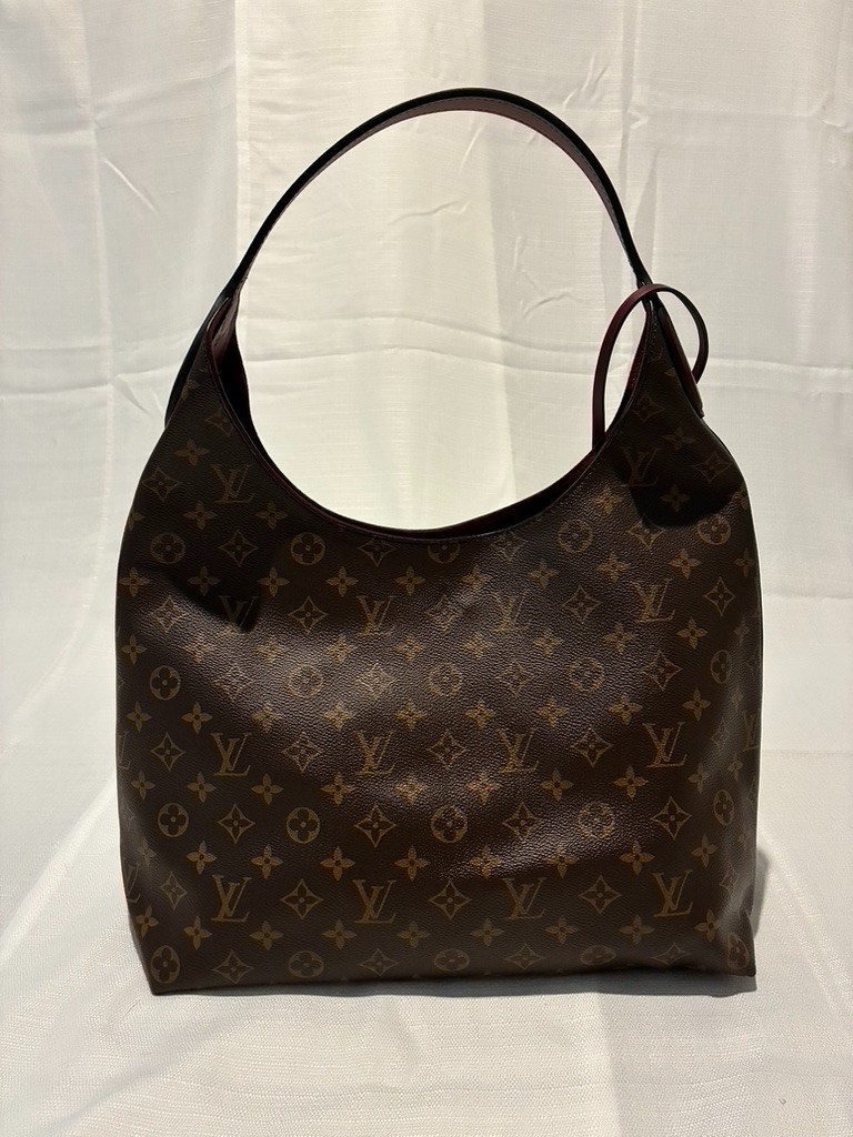 Louis Vuitton Monogram Shoulder Hobo Flower Bordeaux Brown with Lock and Key