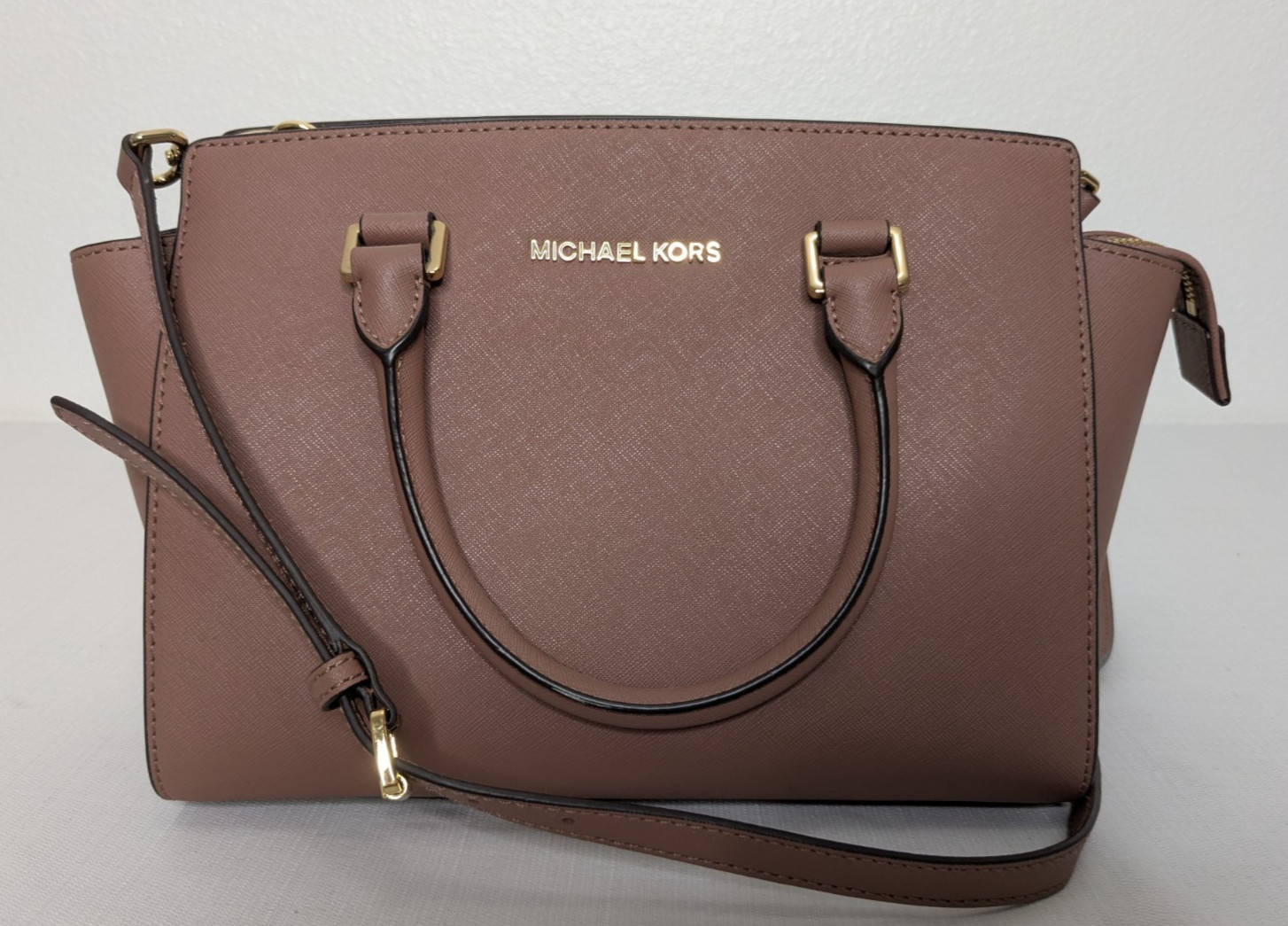 Michael Kors Women’s Dusty Rose Medium Selma Leather Handbag Satchel
