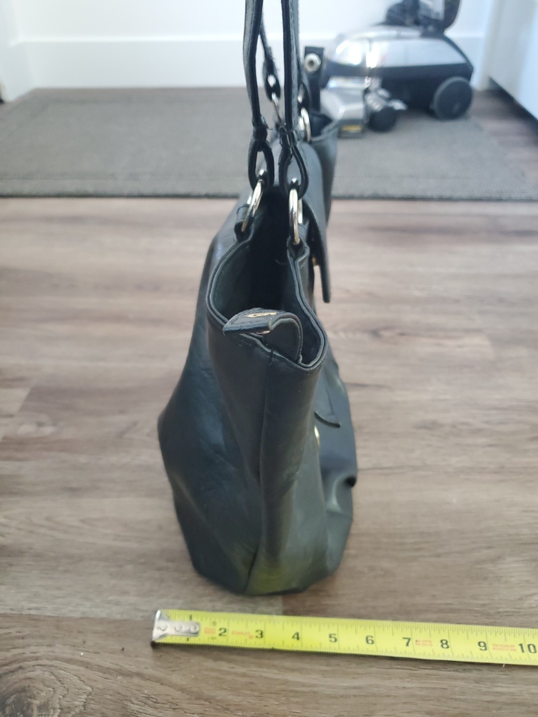 Basic Editions Large Purse Hand Bag Black Faux Leather Carry Handles