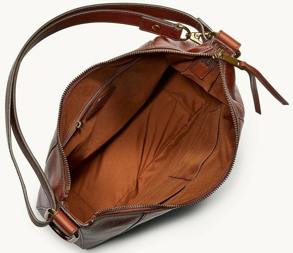 Fossil Talia Hobo Crossbody Shoulder Bag Brown Leather SHB2716213 $228 Retail Y