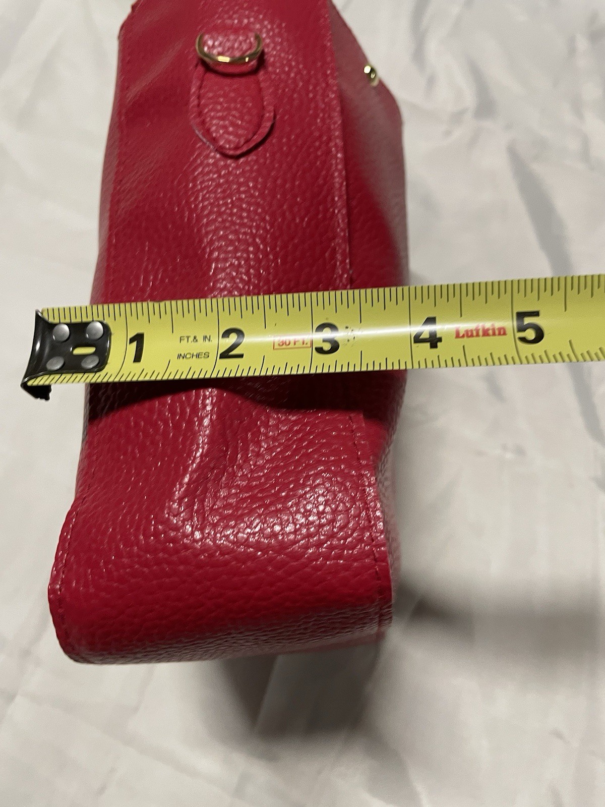 Red Solid Tote Handbag Zip Top Double Handles Gold Hardware w/ Pouch Coin Purse
