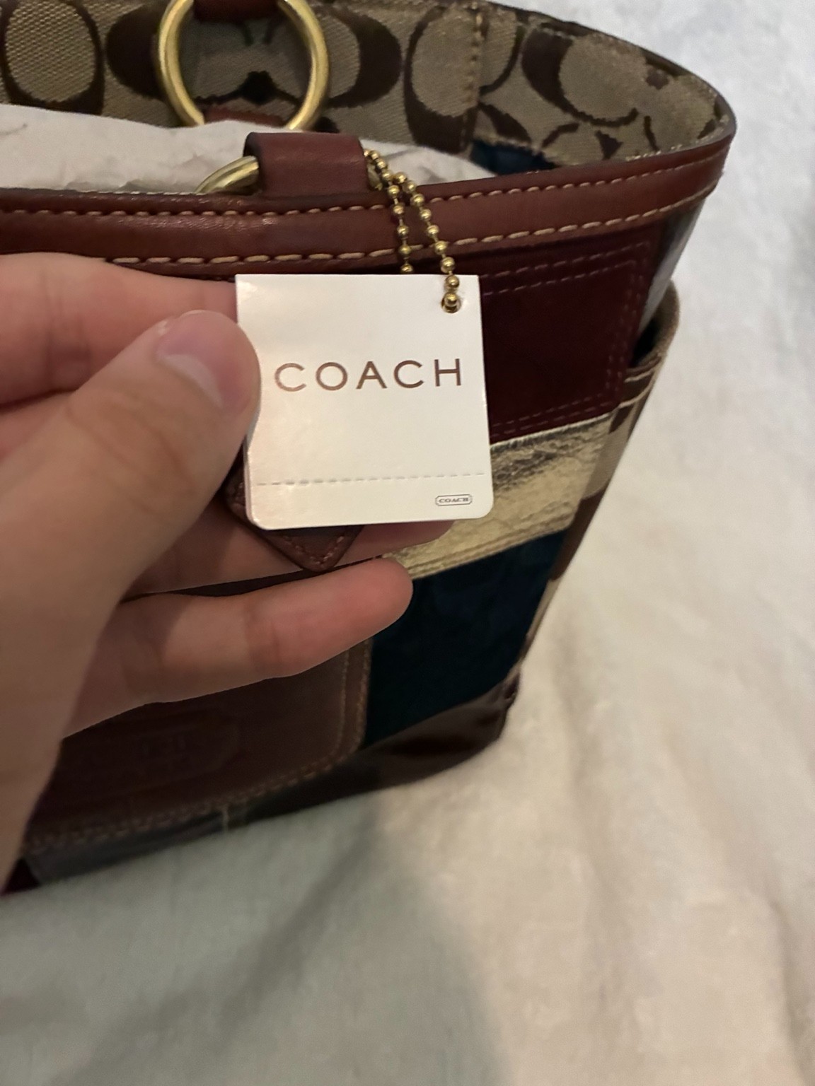 Coach Holiday Patchwork Gallery Tote 11358 Multicolor Leather NWT Dust Bag