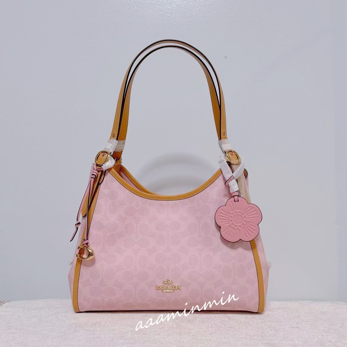 NWT CEL13 Coach Erin Shoulder Bag In Signature Canvas With Charms Powder Pink
