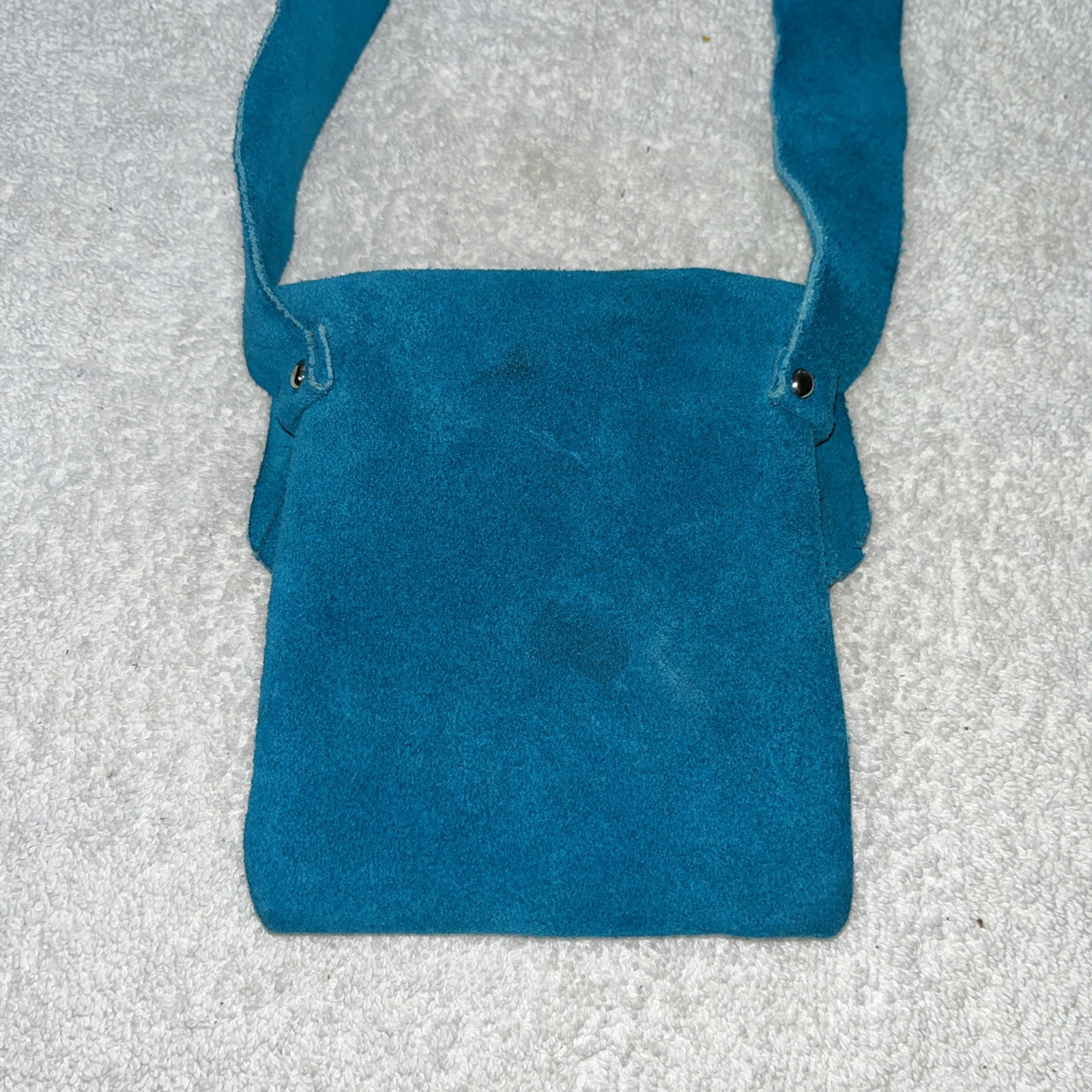 Red River Turquoise Suede Leather Small Crossbody Southwestern Boho Purse