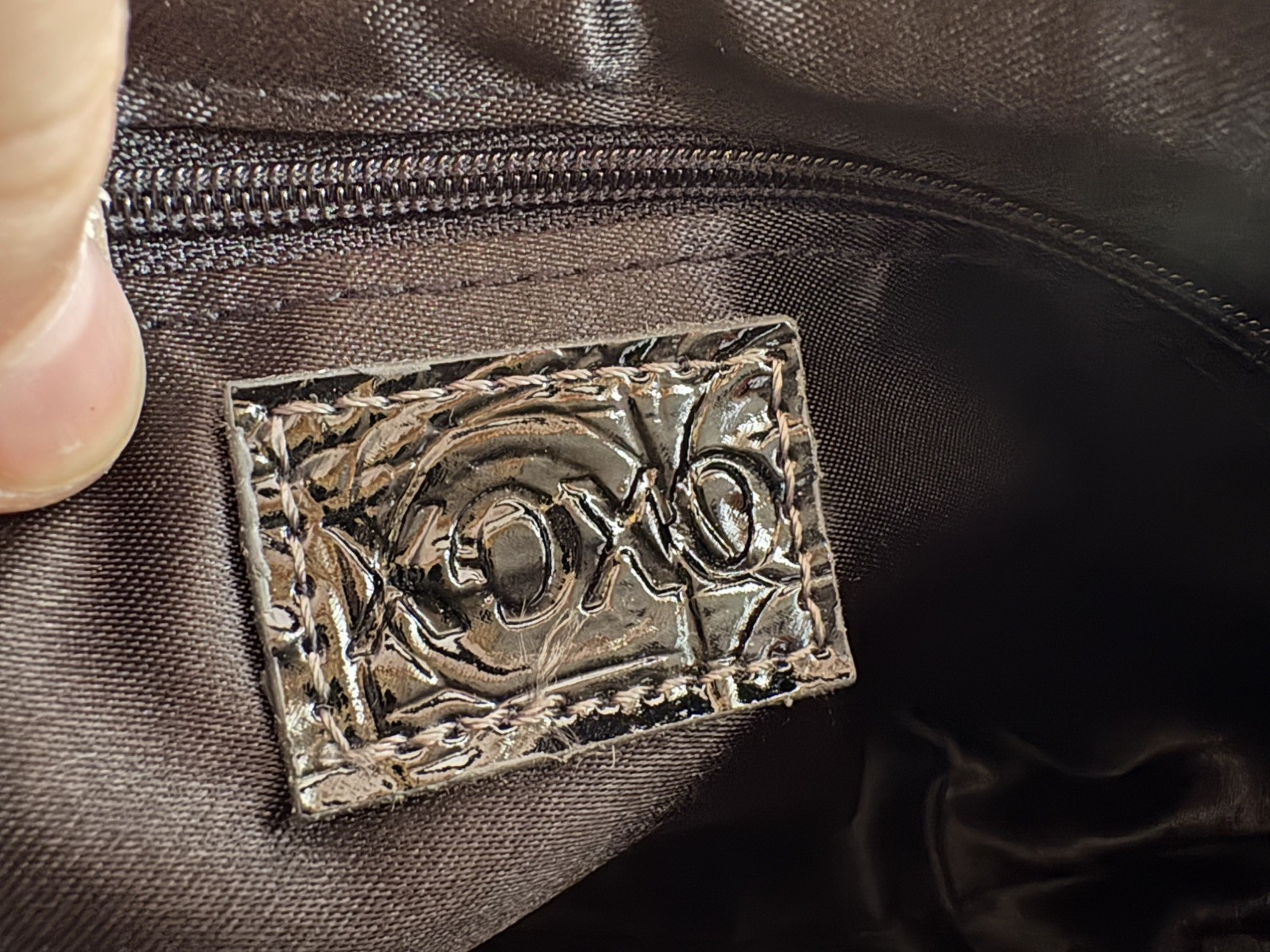 VTG XOXO Black Jacquard Purse Hearts Script Print Silver Hardware Cyber Y2K NEW