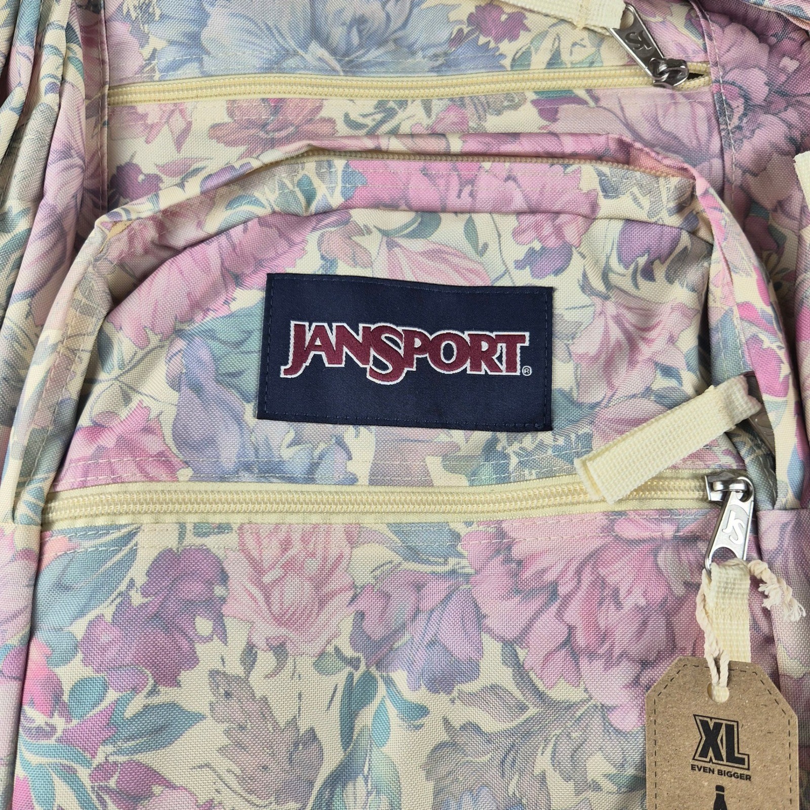 Jansport Big Student Backpack Faded Tapestry Pink Floral Bookbag School College