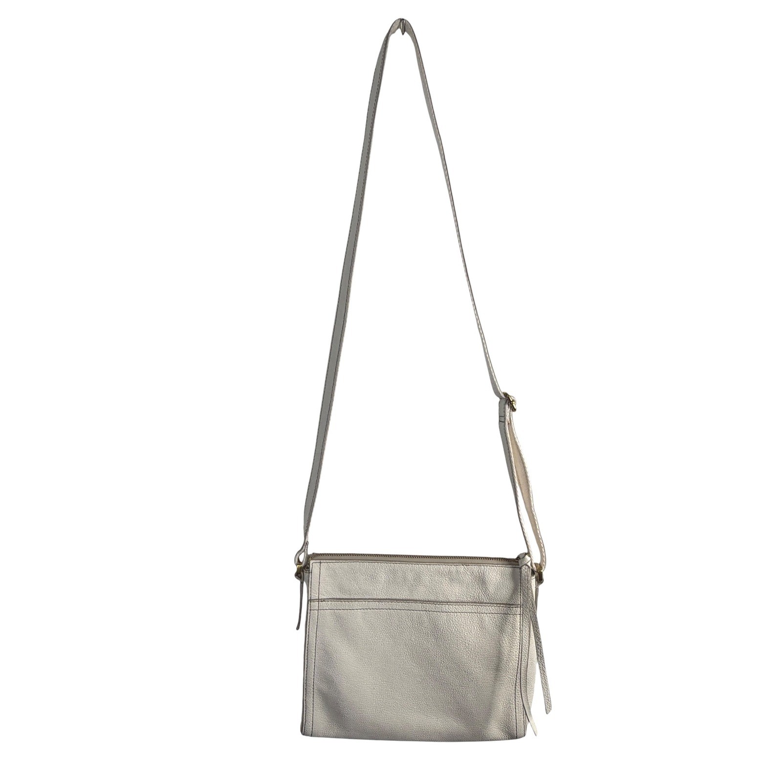 Fossil White Emma Pebbled Leather Crossbody Bag Small Zip Top Purse Gold Tone