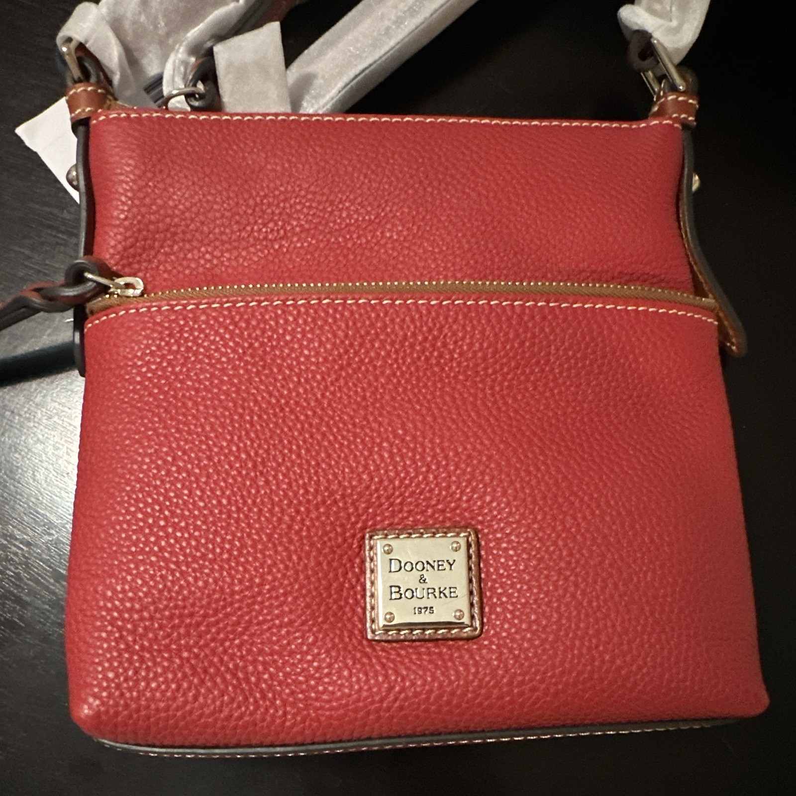 Dooney & Bourke Women’s Red Crossbody Bag Zip, Detachable Strap, Gold Hardware
