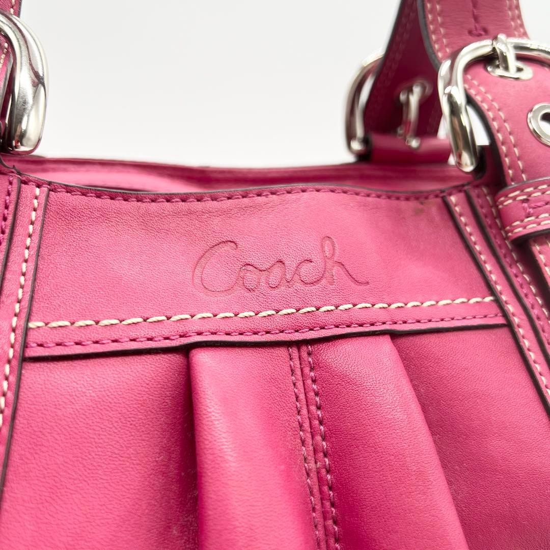 Coach Soho Tote Bag Pleated Leather Pink
