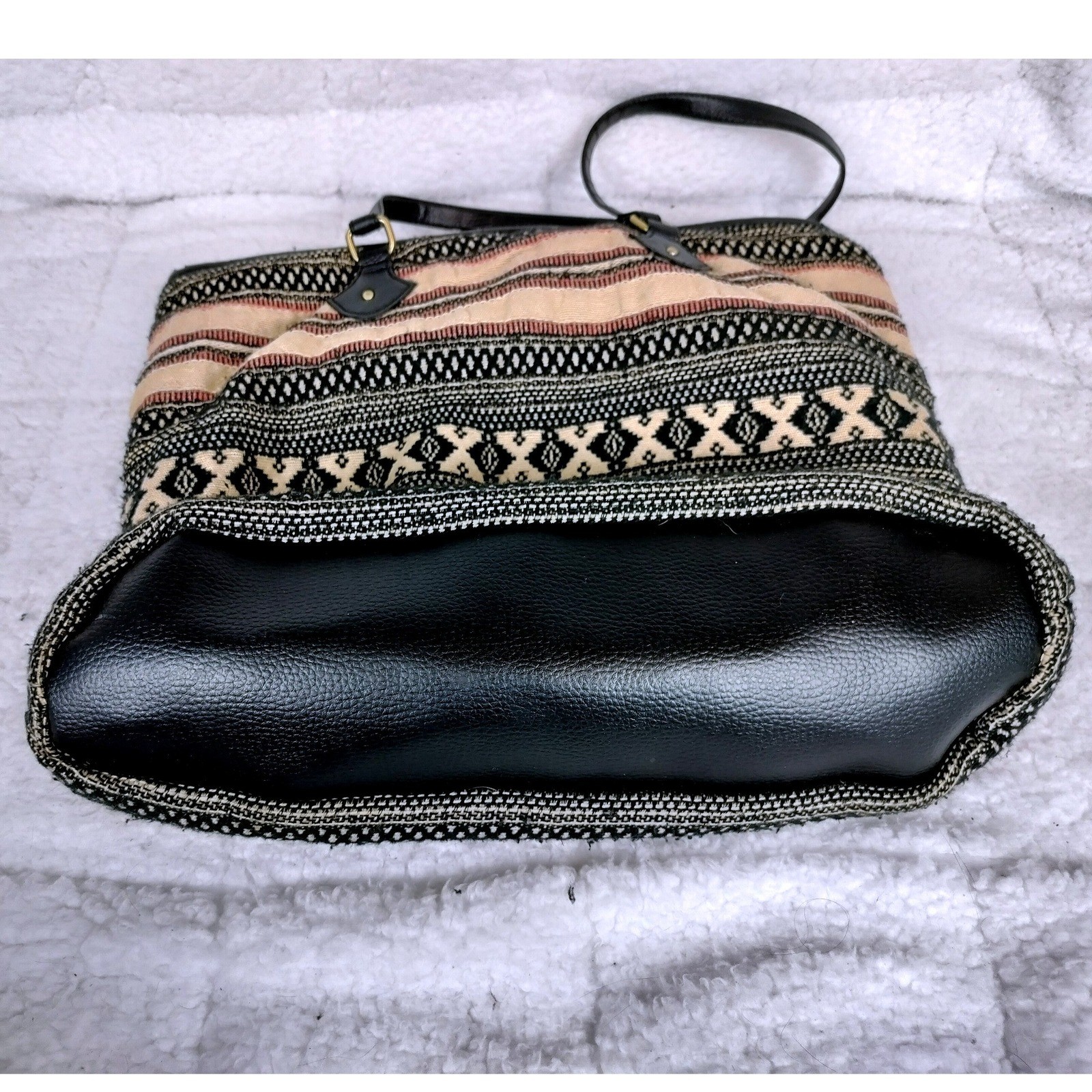 Knit Boho Woven Tapestry Geometric Tote Bag Black Large Tan Red Shoulder Bag