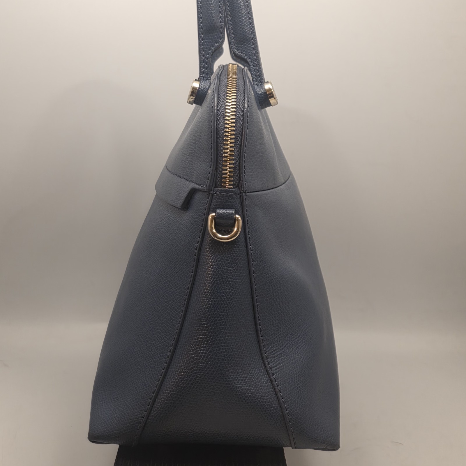 Furla Piper Dome M Satchel Crossbody Top Handle Hand Bag Leather Blue Cobalto