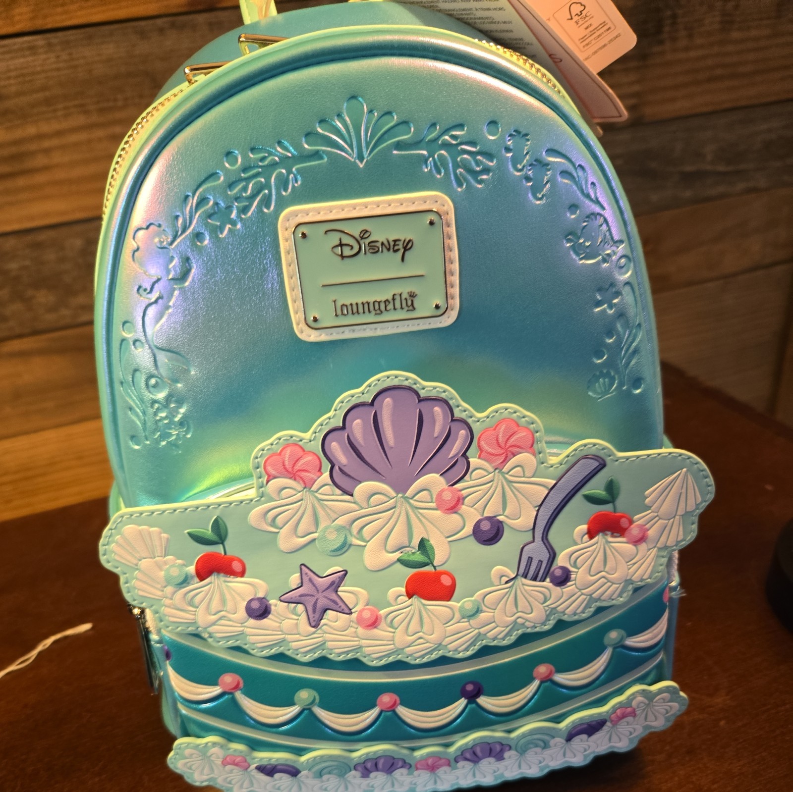 Loungefly Disney The Little Mermaid Ariel Cake Mini Backpack Metallic New NWT
