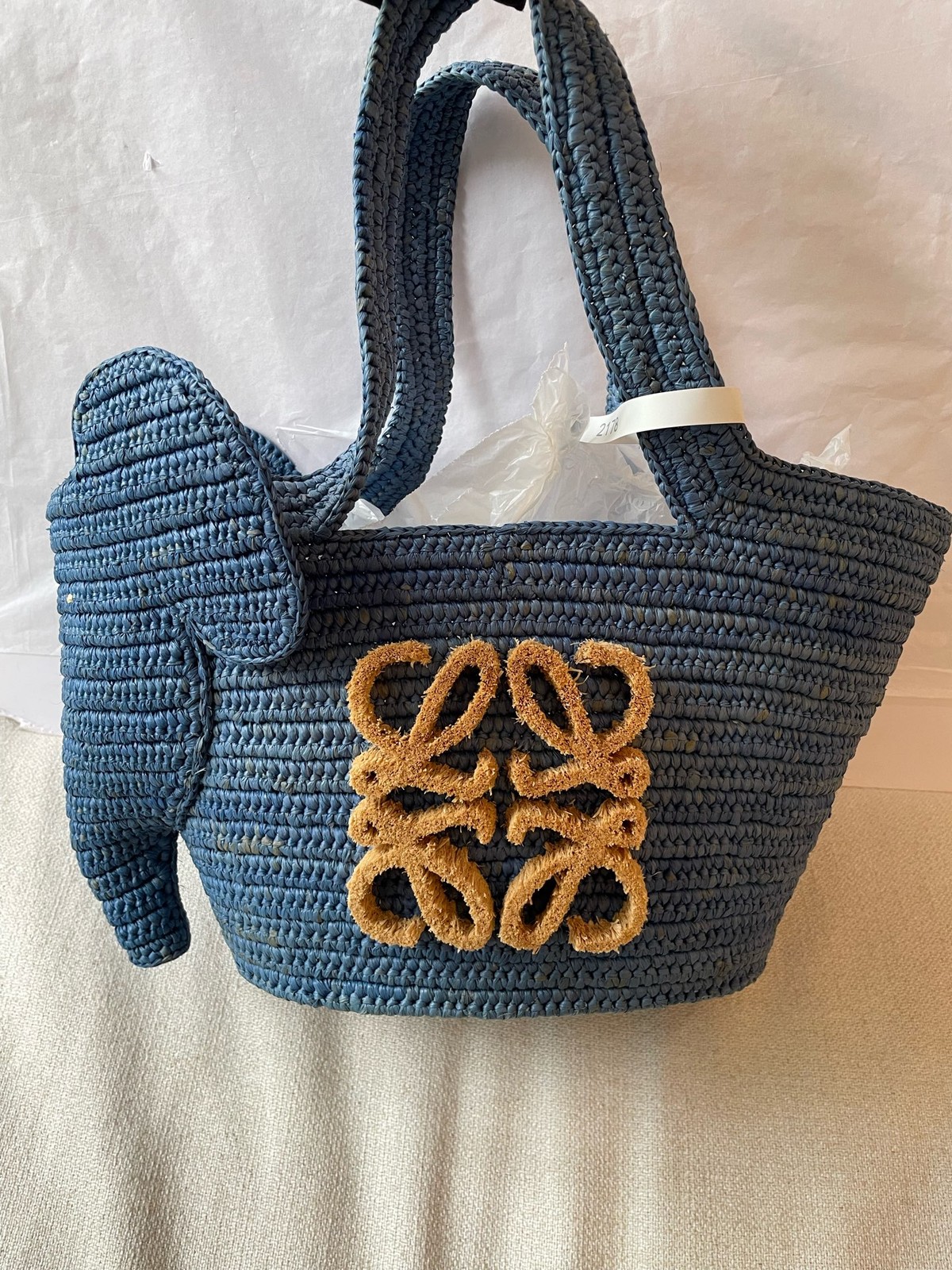 Loewe Pre-Owned Authentic Shoulder Bag Denim Blue 35*17.5*17cm Plant material