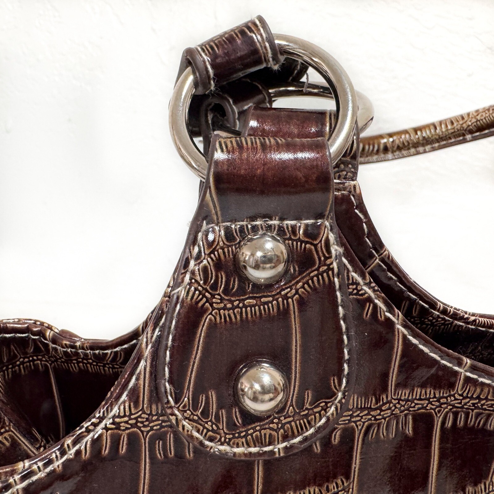 Sag Harbor Satchel Bag Faux Crocodile Leather Shoulder Bag Purse