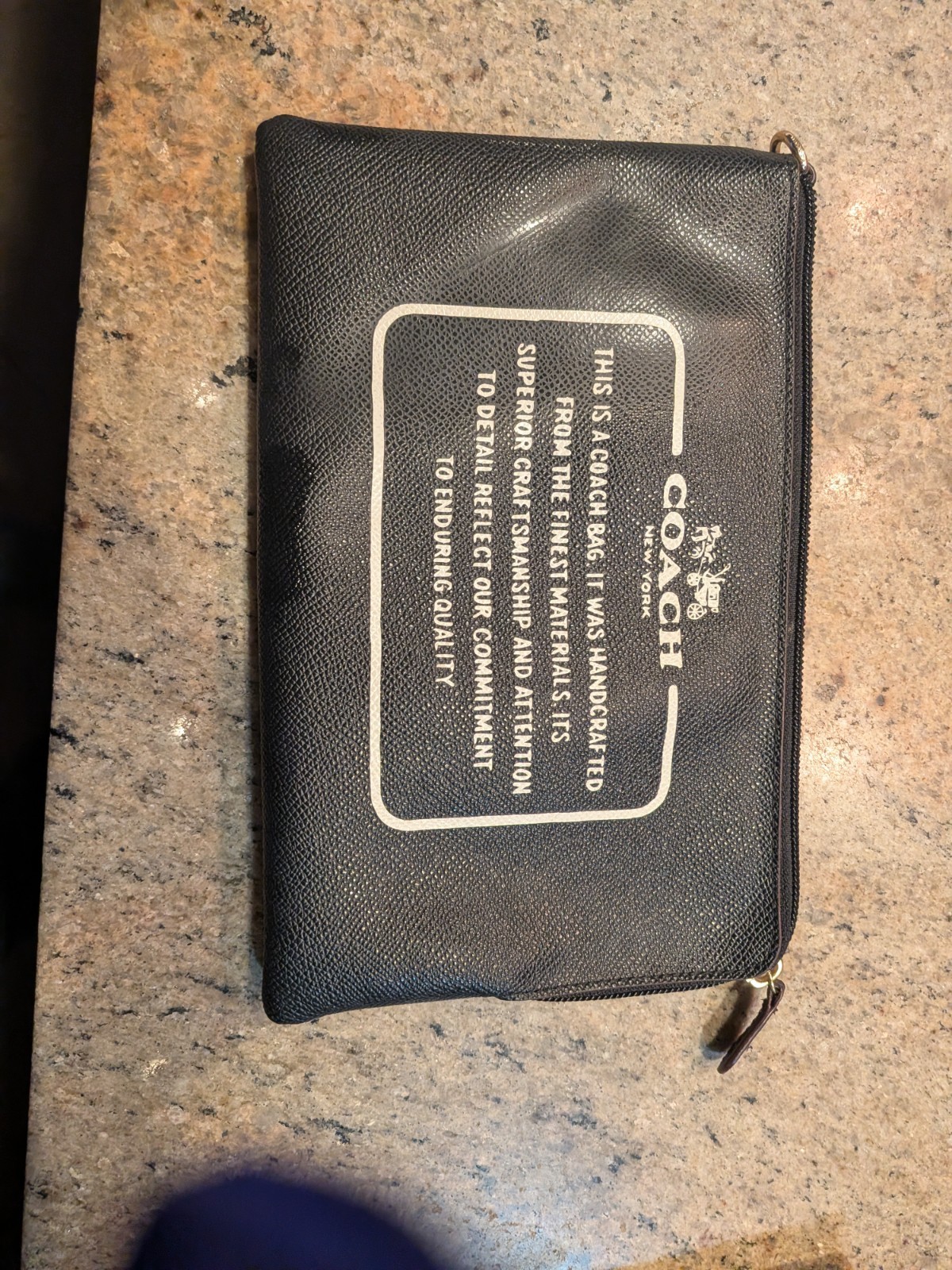 COACH NY Black Zip Wristlet Make Up Clutch Pouch Story Patch 9” X 6” Excellent