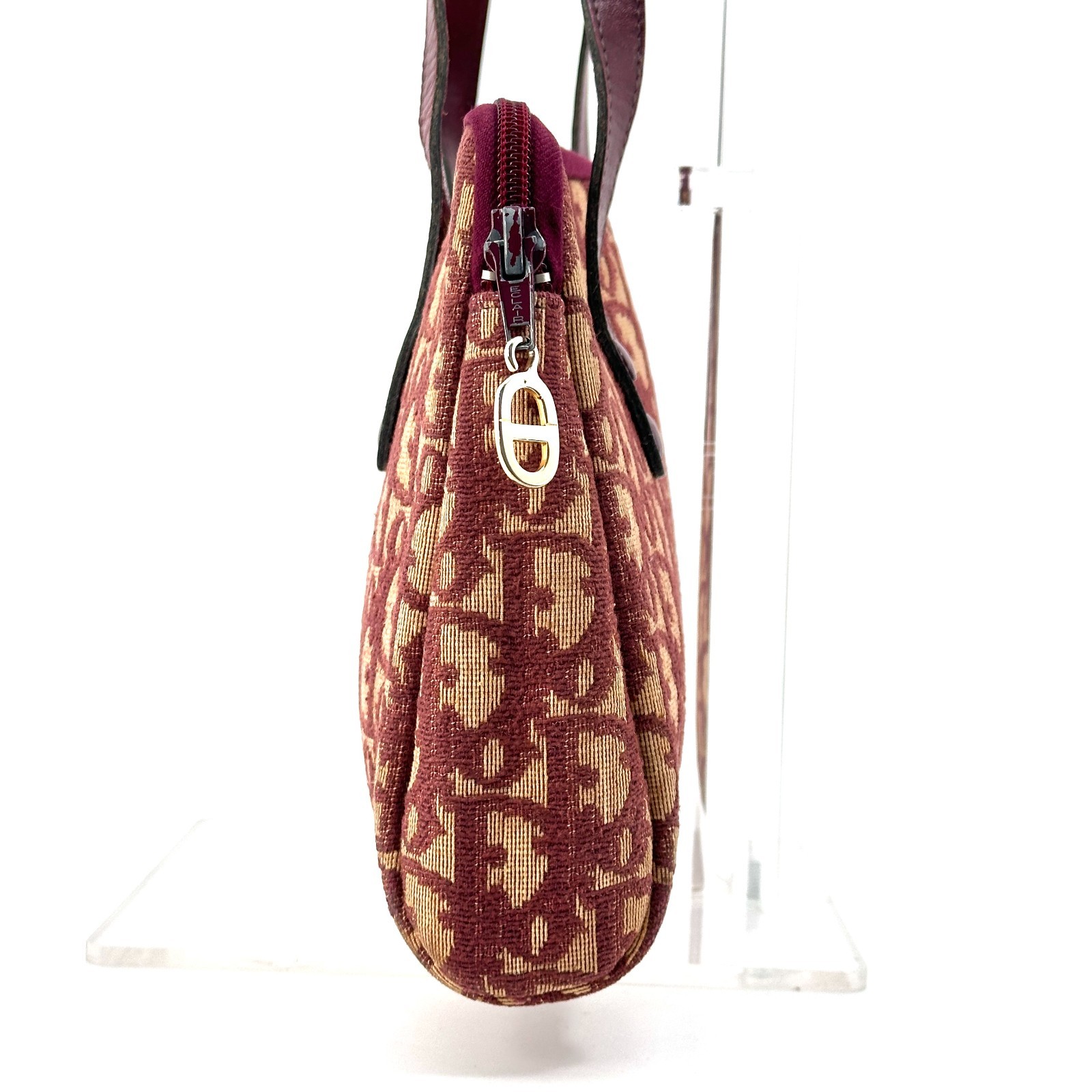 Christian Dior Vintage Trotter Handbag Bordeaux Red
