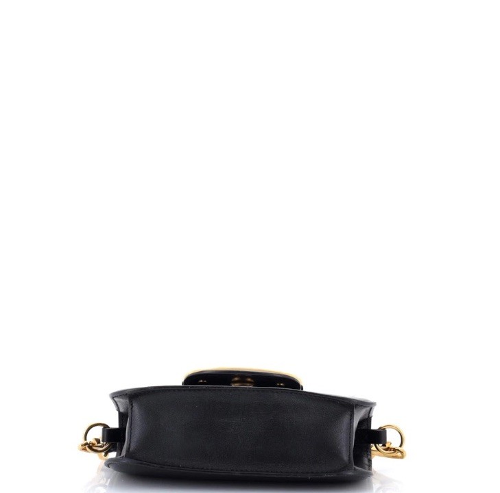 Valentino Garavani Black Shoulder Bag Gold V Logo Chain Strap Dust Bag Card