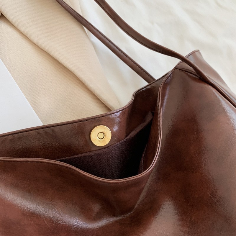 Women Large Capacity Soft Leather Shoulder Bag Retro Casual Handbag