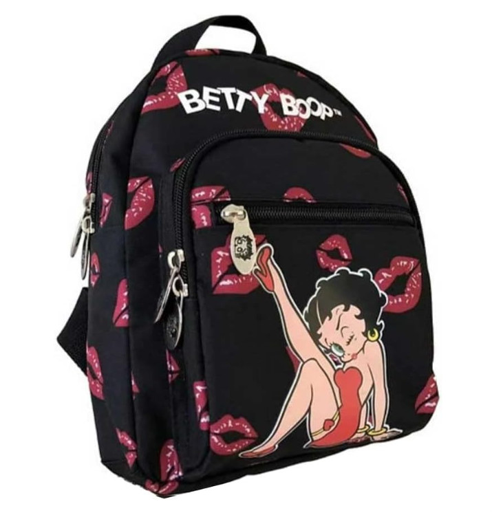 Betty Boop Mini Backpack Black Canvas School Travel Casual Bag