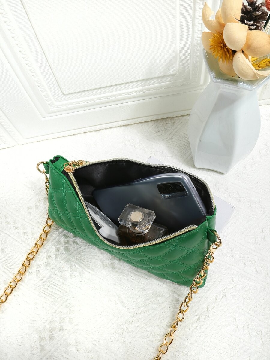 Embroidered Plaid Quilted Crossbody Bag Korean Camera Purse Small Phone Pouch