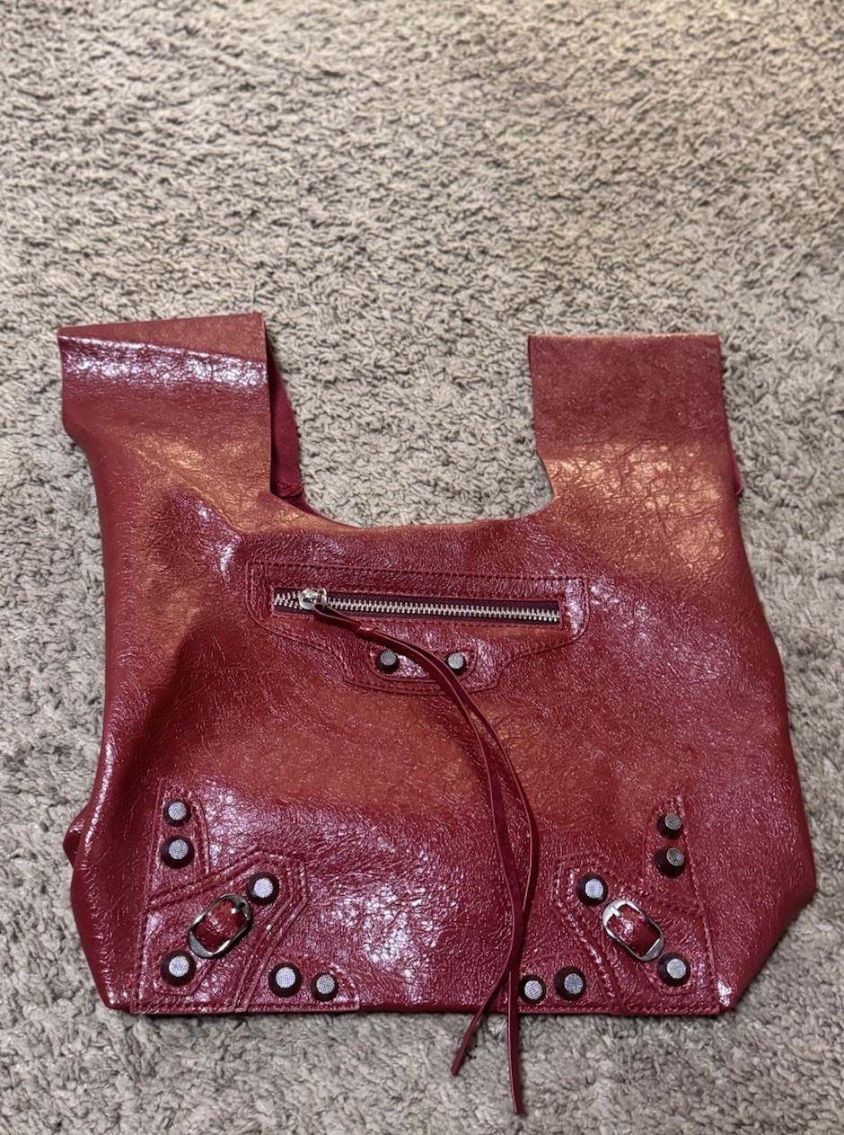 Women’s Red Solid Zip Shoulder Bag w/ Studded Accents & Silver Hardware