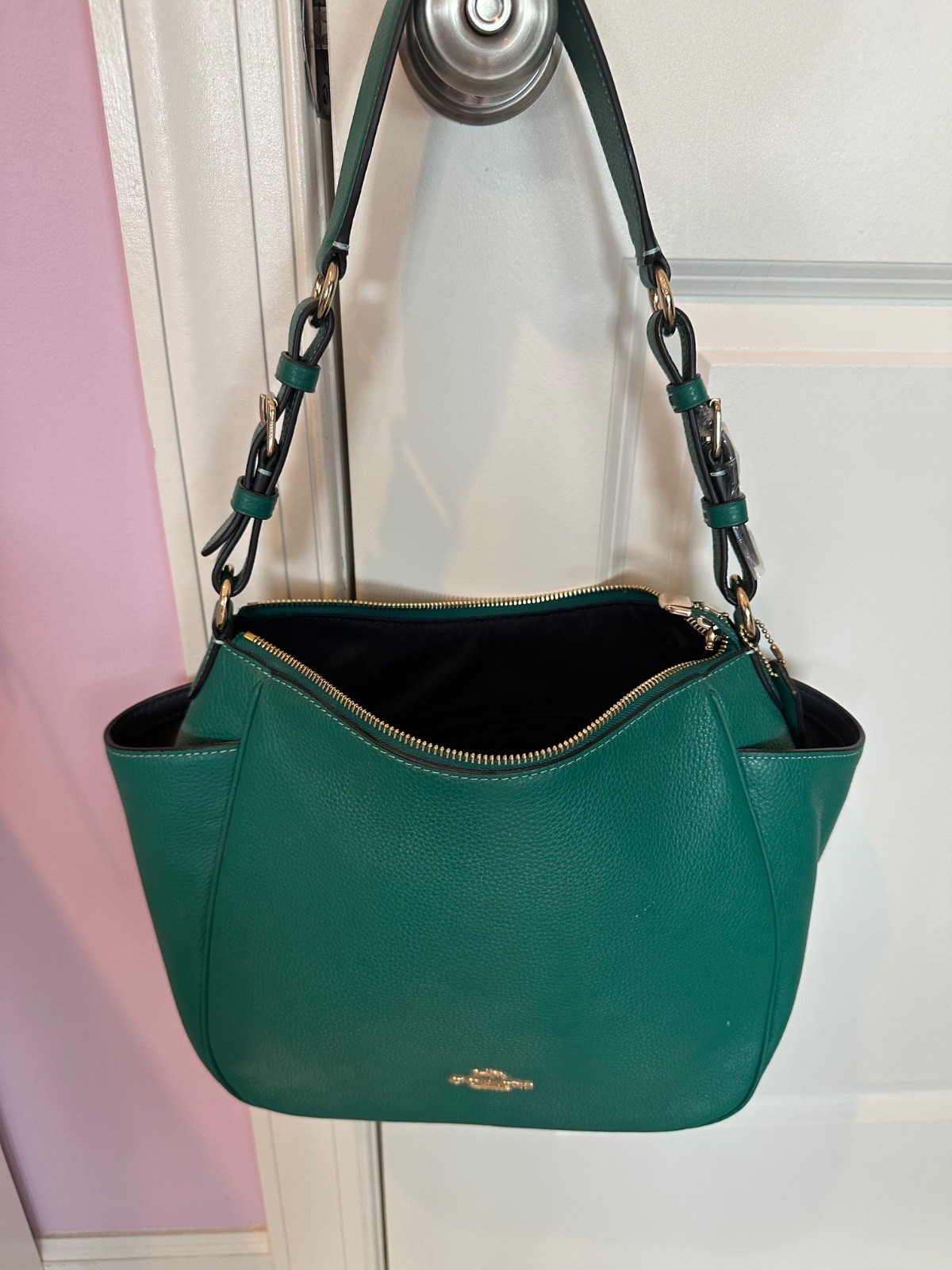 Coach Pebble Leather Rori Shoulder Bag C2853 Green, brand new never used